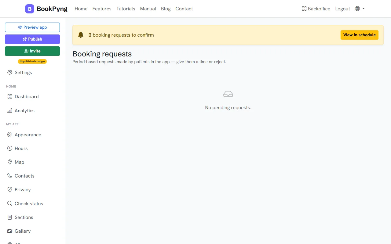 Booking requests waiting to be scheduled.