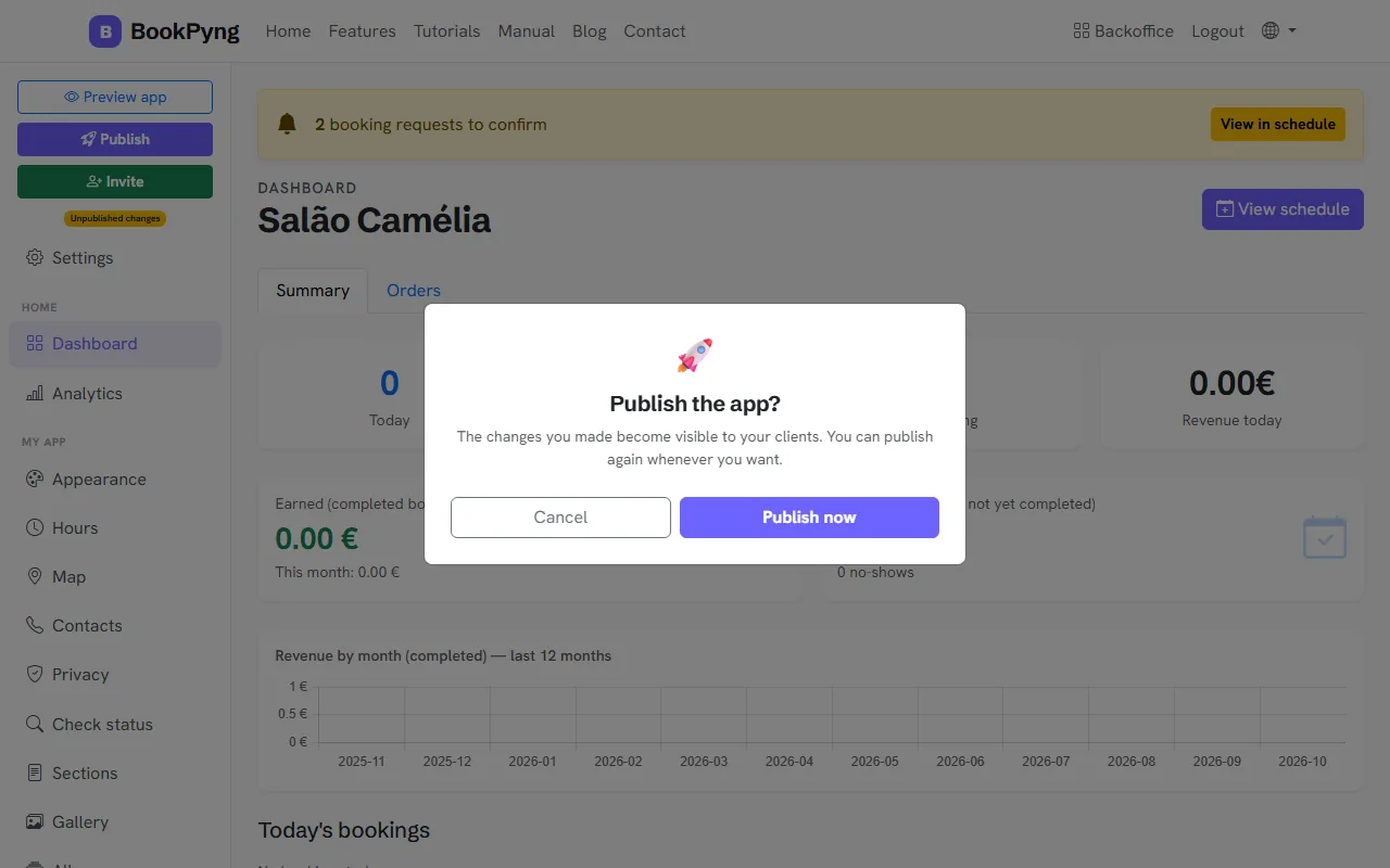 The publish confirmation.