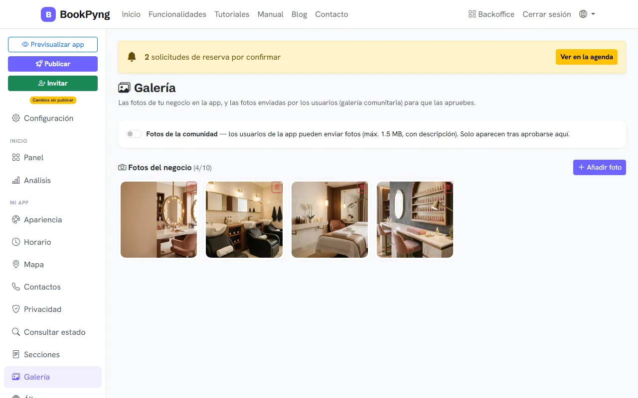 La galería del negocio.