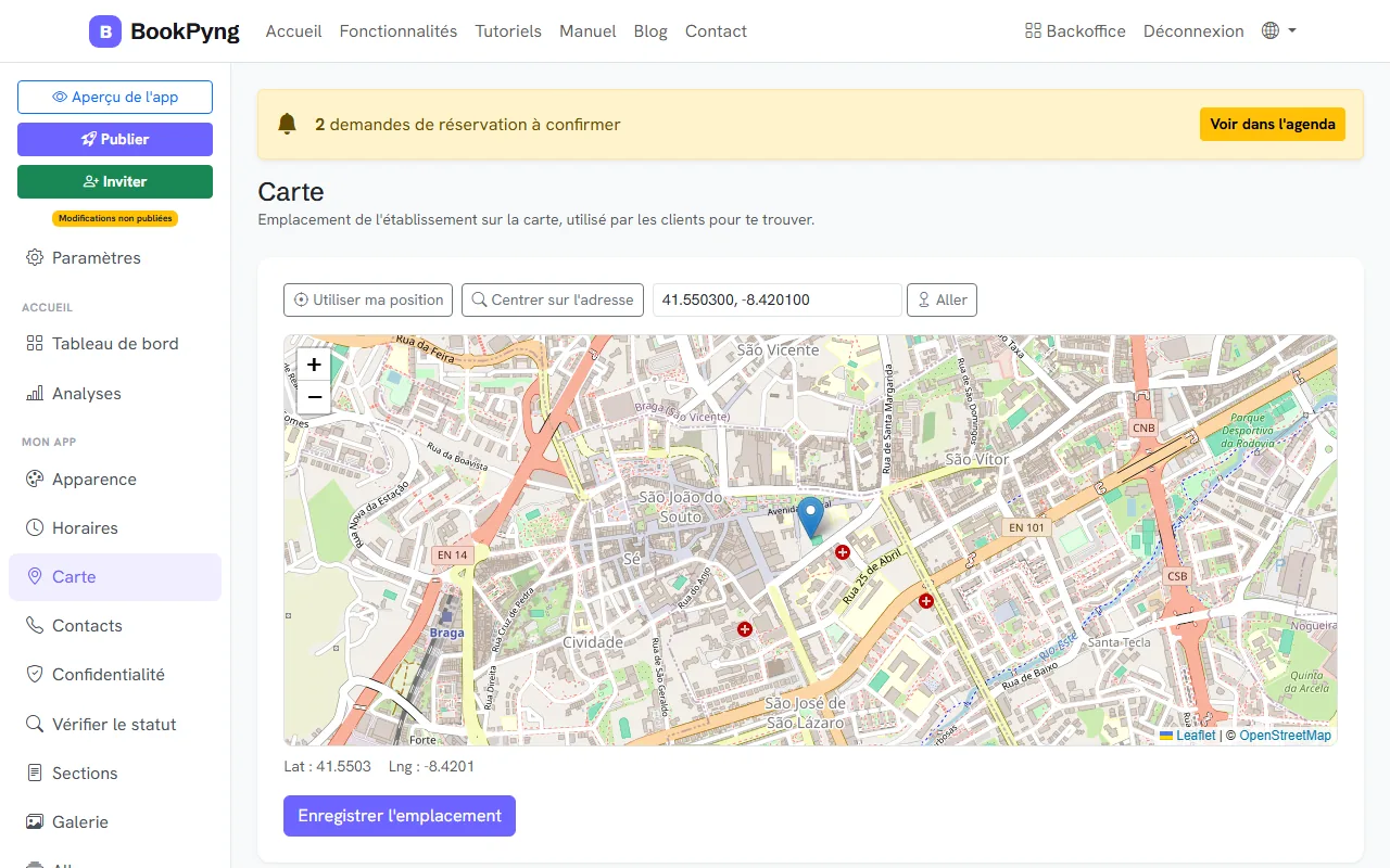 L’emplacement sur la carte.