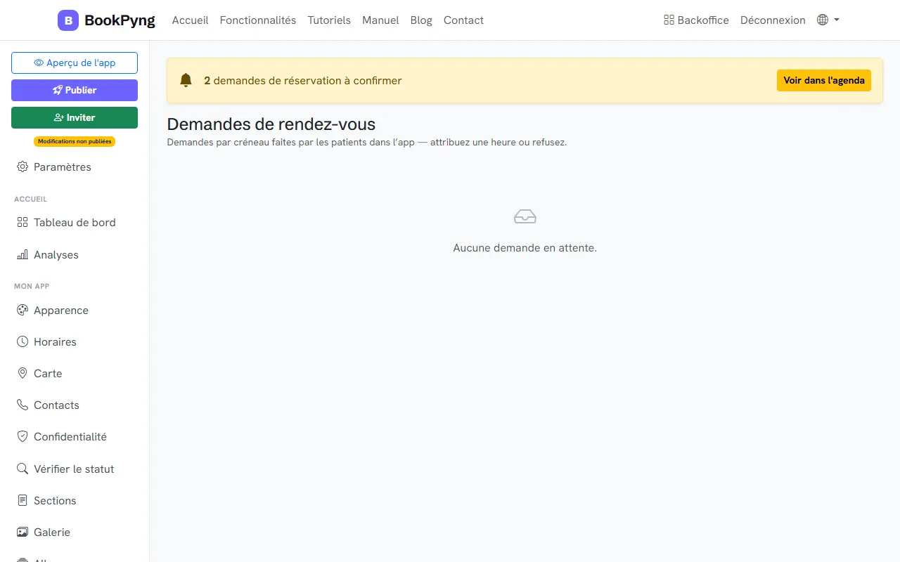 Les demandes de réservation à attribuer.
